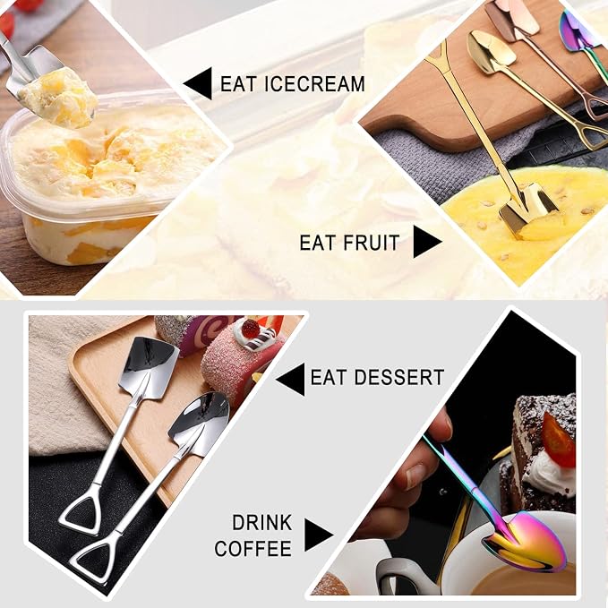 10Pcs Shovel Spoons Stainless Steel Spoon Reusable Dessert Spoons - Image 5