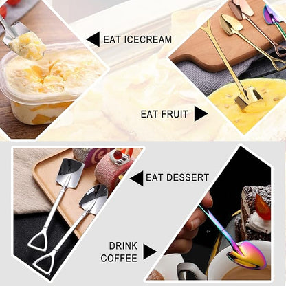 10Pcs Shovel Spoons Stainless Steel Spoon Reusable Dessert Spoons - Image 7