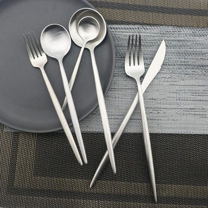 JASHII Luxury Flatware, Silverware Sets, 6-pieces Elegant Cute 18/10 Stainless Steel Silverware Set for Eating Home Kitchen Hotel Restaurant, Service Sets for 1 People, Dishwasher Safe