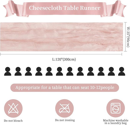 AGIRL 6 Pack Dusty Pink Cheesecloth Table Runner 10FT Boho Gauze Home Decor | - Image 3