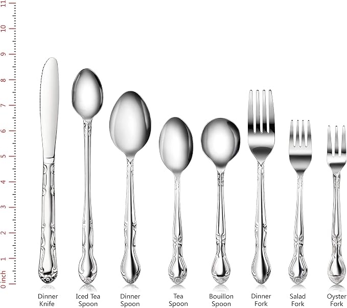 New Star Foodservice Rose Pattern Stainless Steel Iced Teaspoon, Commercial - Image 3