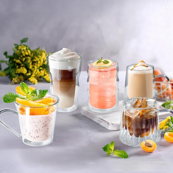 Joeyan Double Walled Glass Coffee Mugs, Latte Cappuccino Tea Cups - Image 7