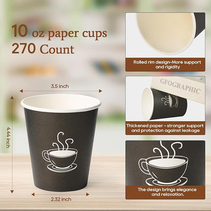 TV TOPVALUE 10 oz Paper Coffee Cups, Hot Coffee Tea Latte, Morning Breakfast - Image 2