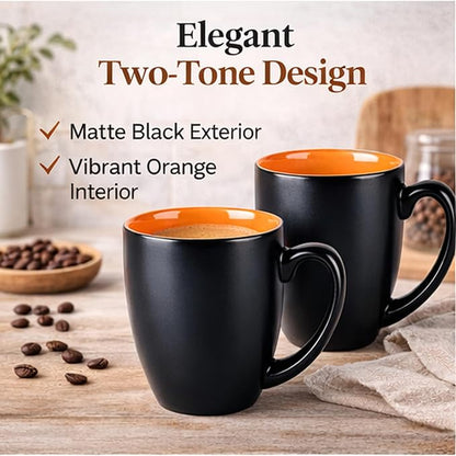 GBhome 16 oz Coffee Mugs Set of 6, Ceramic Coffee Cups- Orange - Image 4