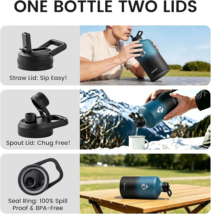 RAYMYLO One Gallon Water Bottle Insulated 128 oz, Stainless Steel | Triple - Image 5