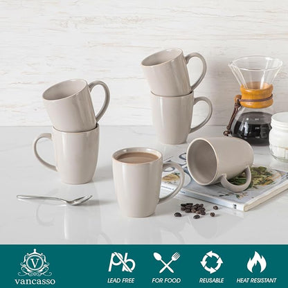 vancasso PLAYA Ceramic Coffee Mug Set of 6, 12 Oz Tea Cups - Image 3