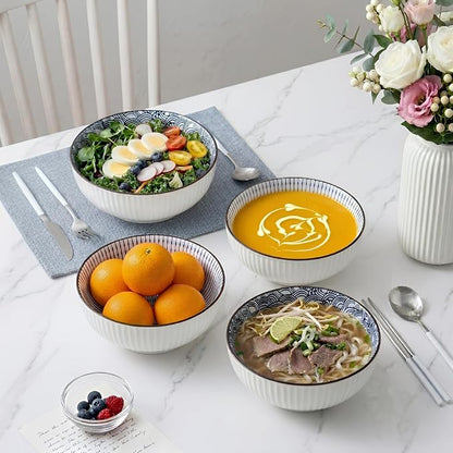 QINLANG 60 oz Large Soup Bowl, Pho Bowls, Japanese Ramen Bowls Set of 3 - Image 5