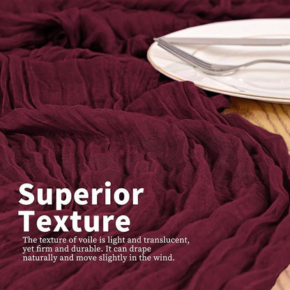 8 Pack Burgundy Table Runner 17 x 108inch Cheesecloth Table Runner Boho Gauze - Image 3