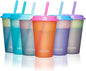Meoky Color Changing Cups with Lids and Straws by MEOKY