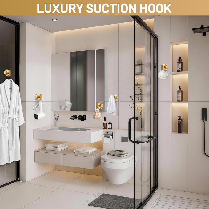 Large Suction Cup Hooks, Heavy Duty 15lb Holds Towel & Robe, No-Drill Shower - Image 5