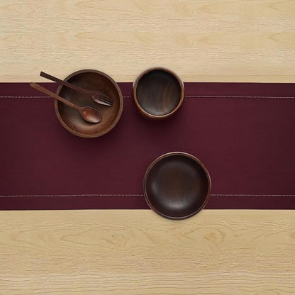 Solino Home Cotton Linen Table Runner Wine, Hemstitch Collection 14 x 72 in | - Image 3