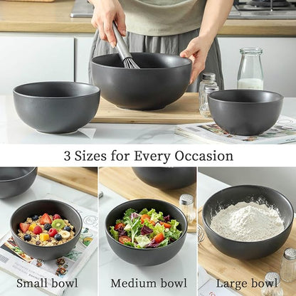 Tikoore Ceramic Mixing Bowls Set，Soup Bowls Set of 3, Stoneware Nesting Bowls - Image 6
