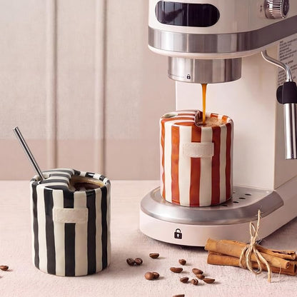 2 Pack Ceramic Coffee Mug with Sip Hole Espresso Cup 10oz with Straws Retro - Image 4