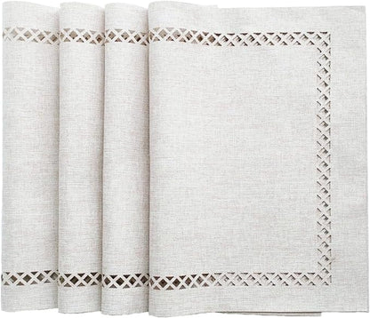 Placemats Set of 4, Set of 6 for Dining Table, Placemats with Hollow Edge Table Cloth Set, Table Mats for Dining Table 12"x18" Off-White
