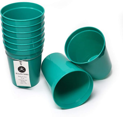 Rolling Sands 16 oz. Reusable Plastic Stadium Cups, 8 Pack, Made in USA by RollingSands