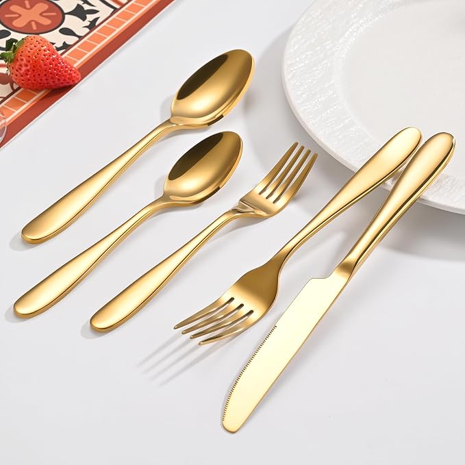 40-Piece Gold Silverware Set, Flatware Set - Image 3
