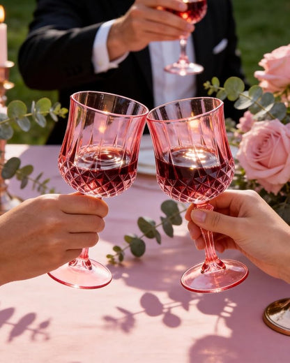 Ciaell 24 Pack Pink Plastic Wine Glasses - Image 9