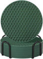 Coasters Set of 6 with Holder,Coasters for Drinks,Coffee Table Decor Coaster,Suitable for Kinds Cups,Anti-Slip,Non-Stick,Silicone Cup Coaster and Living Room Decor(6 Pcs, Green)