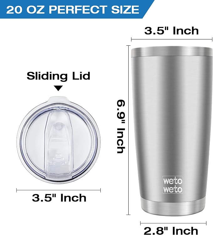 WETOWETO 20oz Tumbler, Stainless Steel Vacuum Insulated Coffee Travel Mug - Image 2