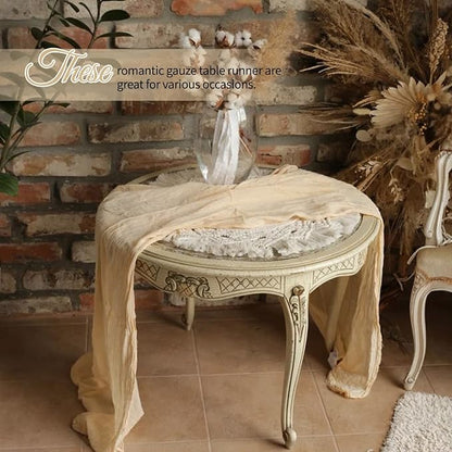 4 Pack Beige Cheesecloth Table Runner 10Ft, Gauze Table Runners 21.5 x 120 inch - Image 6