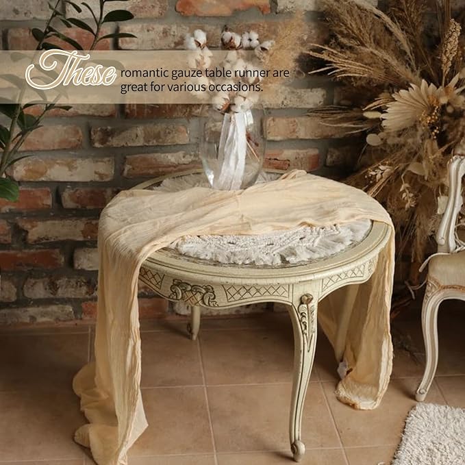 12 Pack Beige Cheesecloth Table Runner 10Ft, Gauze Table Runners 21.5 x 120 inch - Image 6