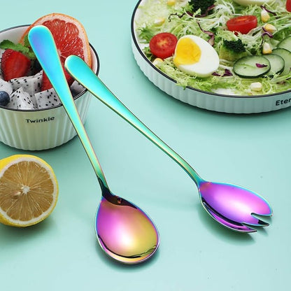 Rainbow Salad Server Set, Berglander Stainless Steel Salad Serving Set - Image 3
