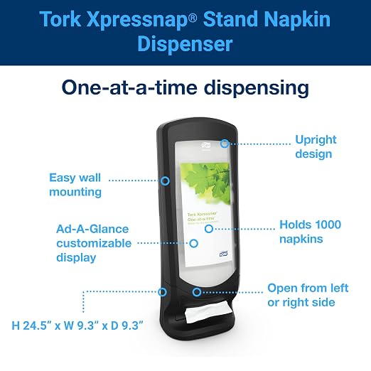 Tork Xpressnap® Stand Napkin Dispenser Black N4, Upright Design, Signature Range - Image 4