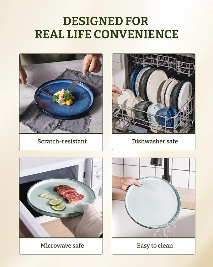 famiware Star Salad Plates for 6, 8 inches Plate Set, Stoneware Dinnerware - Image 8
