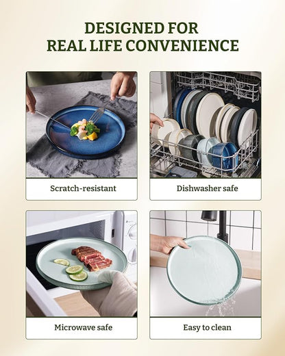 famiware Star Salad Plates for 6, 8 inches Plate Set, Stoneware Dinnerware - Image 8