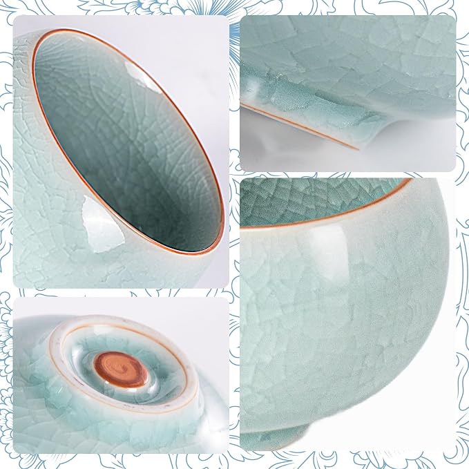 KAMMAK Japanese Tea Cups, 4.7 Oz Small Handmade Ceramic Teacups, Loose Leaf and - Image 4