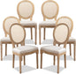 SoarFlash French Dining Chairs Set of 6, Vantage Dining Chair with Round Back, Farmhouse Country Rattan Dining Chair for Kitchen,Bedroom,Beige