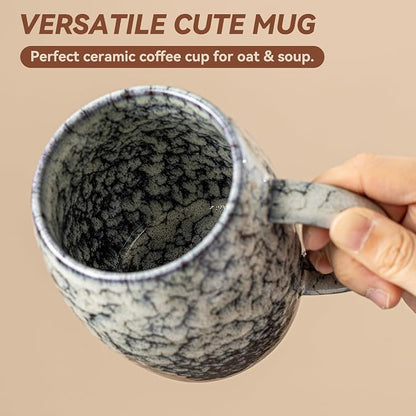 Ivory Nebula Ceramic Coffee Mug - 14 oz Unique Reactive Glaze Coffee Cup - Image 6