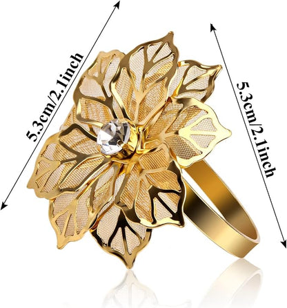 12 Pack Gold Napkin Rings and Cloth Napkins Set of 6, 17x17 Satin Cocktail - Image 5