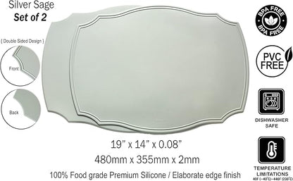 Rommy & Co. Premium Silicone Placemats, Set of 2 (Silver Sage)