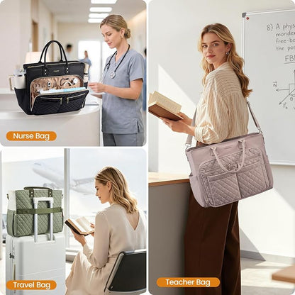 LOVEVOOK Tote Bag for Women, Teacher Nurse Work Laptop Bag, Quilted Bible - Image 6