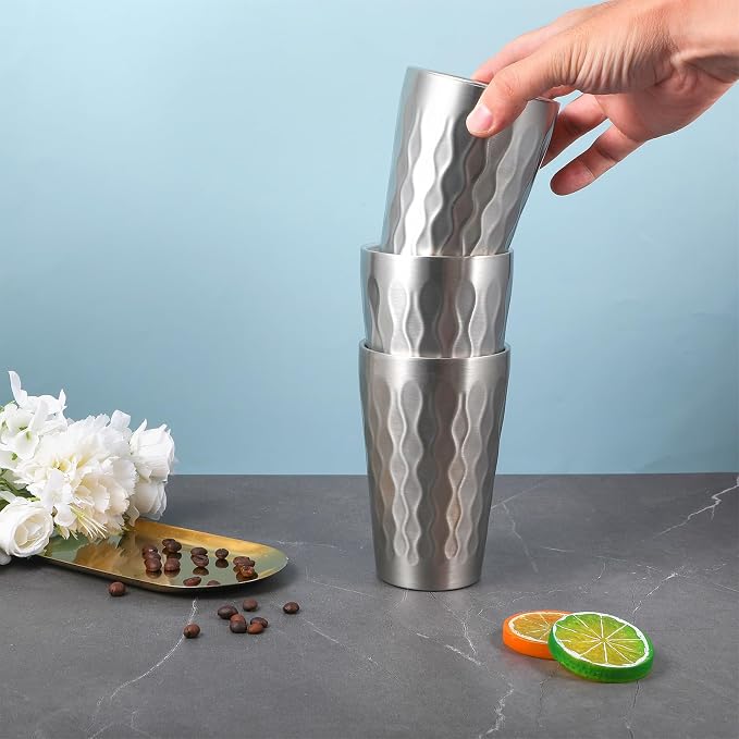 JIEYAO 4 Pack Stainless Steel Cups, 16oz Double Wall Insulated Tumblers - Image 7