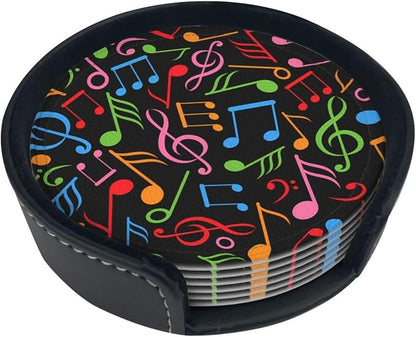 6 Pcs Colorful Music Note Leather Coasters - Image 5