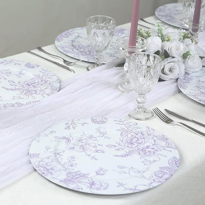 Efavormart 6 Pack Floral Acrylic Charger Plates in French Toile Pattern - Image 5