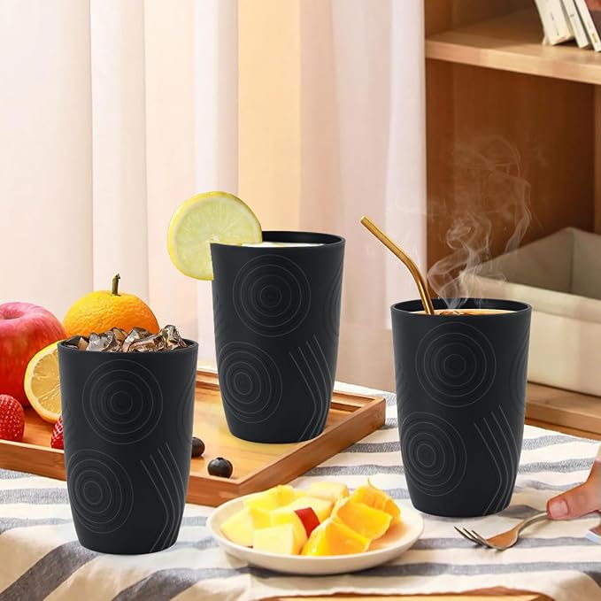 Wheat Straw Cups 6 Pcs, 16 OZ Plastic Drinking Cups, Unbreakable Plastic - Image 7