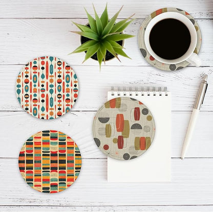 Mid Century Modern Style Leather Drinks Coasters - Image 3
