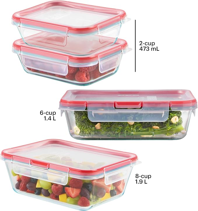 Pyrex Freshlock Mixed Sized Glass Food Storage Containers Set | Meal prep - Image 2