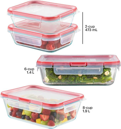 Pyrex Freshlock Mixed Sized Glass Food Storage Containers Set | Meal prep - Image 2