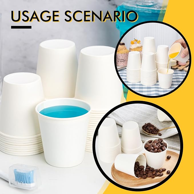 RACETOP 3 oz 300 Pack Small White Disposable Paper Cups | - Image 5