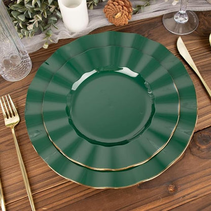 Efavormart 9" Salad Plates – Set of 10 Plastic Hunter Green Round Disposable - Image 8