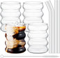 Tessco for you 4 Pcs Creative Glass Cups Vintage Drinking Glasses Ribbed by Tessco
