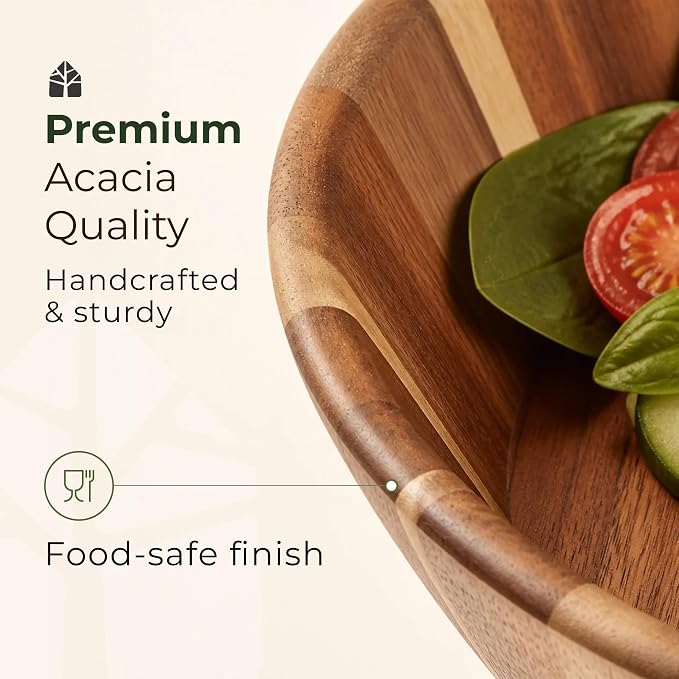 Acacia Wood Salad Bowl - Image 4