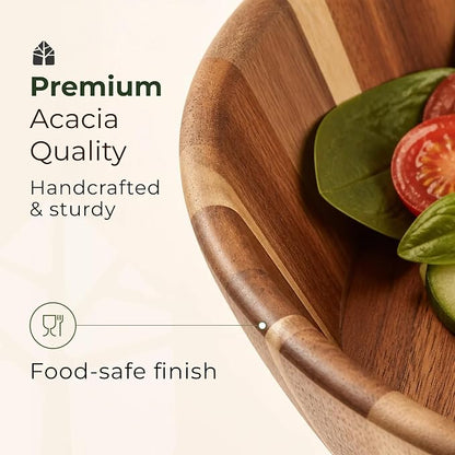 Acacia Wood Salad Bowl - Image 4