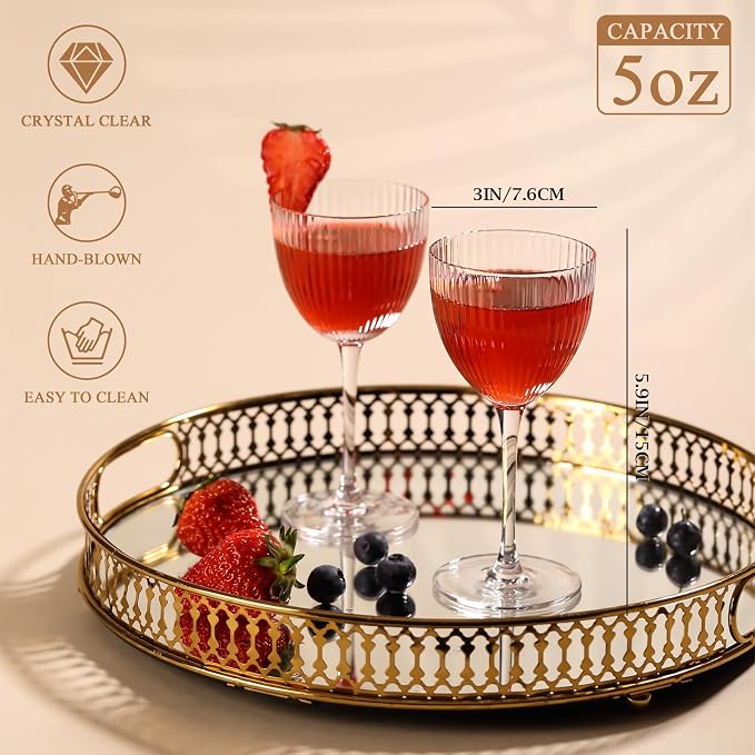 Physkoa Nick and Nora Cocktail Glasses Set of 4 – 5 oz Hand Blown 100% - Image 4