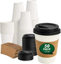 12 oz Disposable Paper Coffee Cups, 50 Pack | Leak-Proof, by CELLURA
