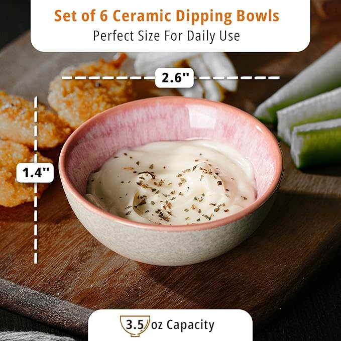 Brew To A Tea BTaT- Ceramic Dipping Bowls, 3.5 oz, 3.5 Inches, Soy Sauce Dish - Image 2